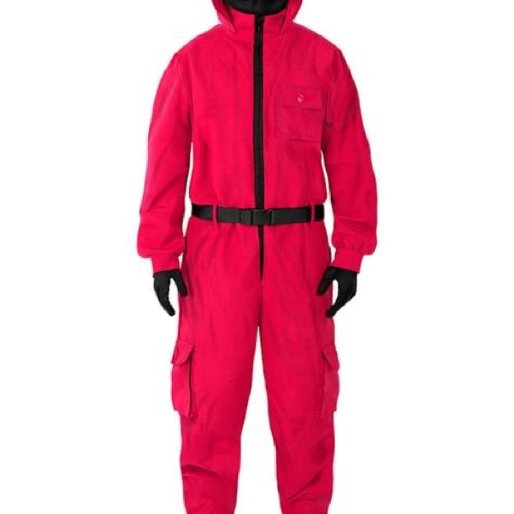 Squid Games Circle Guard Costume Official Netflix Jumpsuit Mask Gloves Size S/M